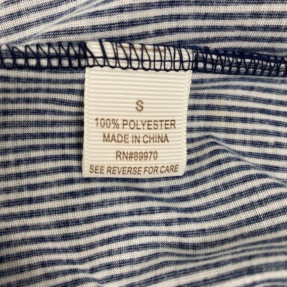 Eden & Olivia size small navy and white striped split neck top with roll sleeves - Picture 6 of 7